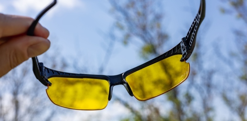 yellow sports glasses