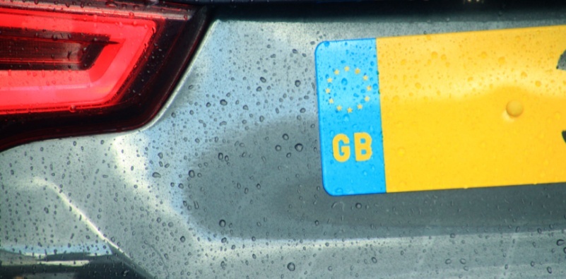 A close up photo of a GB number plate on the back of a car